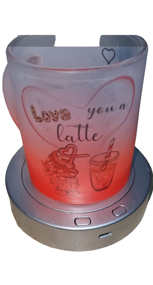 Red frosted glass valentines day mug.